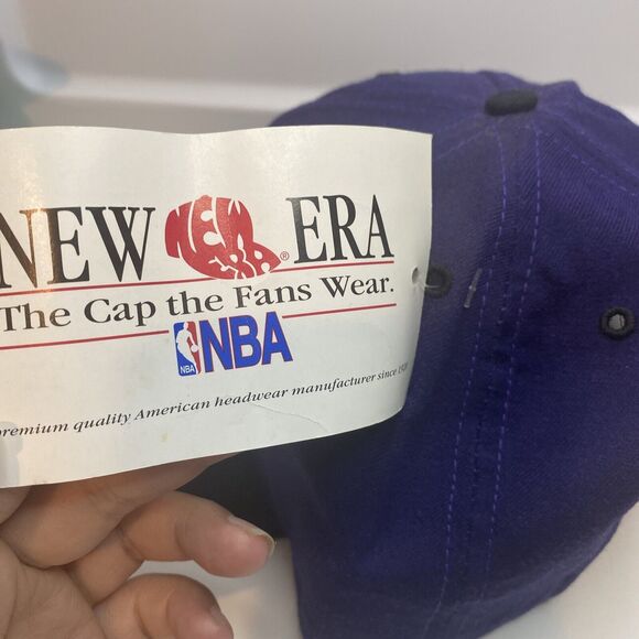 VTG New Era Utah Jazz Wool Hat Cap Purple Black Snapback Pro Model Deadstock NBA - Picture 4 of 11
